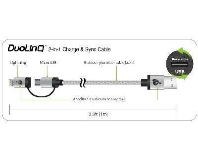 2in1 Charge Sync Cable Gray Supply