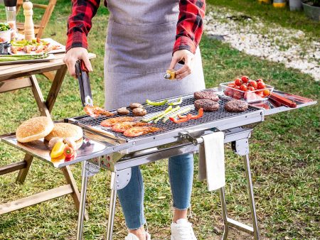 Barbecue au Charbon de Bois Pliable en Acier Inoxydable ExelQ InnovaGoods Hot on Sale